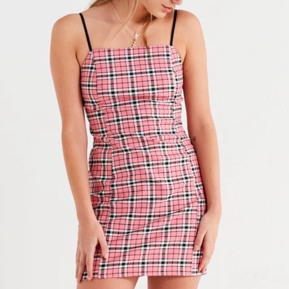 urban outfitters pink plaid dress
